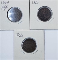 3 Two Cent Pieces 1864, 1865 & 1866 - The First 3