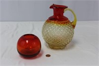 Amberina Vintage Vase and Pitcher
