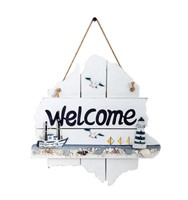 Seaside Wooden Welcome Hanging Sign