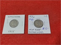 (2) Buffalo Nickels  1935 P & 1936 P