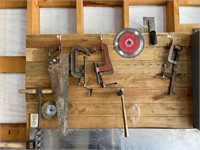Clamps, Wood Auger, Miscellaneous tools on board