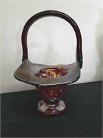 Vintage Fenton 10-in red orange carnival glass