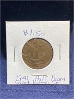 1941 half penny Great Britain coin