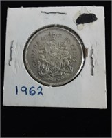 1962 SILVER CANADIAN HALF DOLLAR COIN