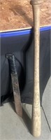 Vintage Louisville slugger bat and machete