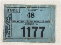 1921 PA RESIDENT HUNTERS LICENSE TAG: