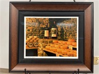 Vintage Wine and Cheese Framed Lithograph