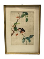 Asian Style Framed Bird Print 19x14"