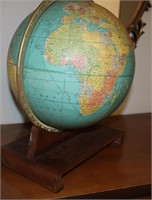 Vintage Globe on Wooden Stand