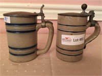 2 Unmatched stoneware salt glazed mugs - B&D #2,