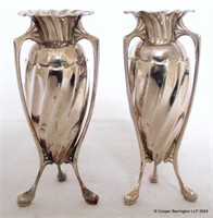 A Pair of Victorian Silver Art Nouveau Bud Vases
