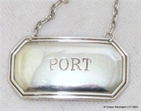 Silver 'PORT' Decanter Label.