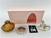 Vintage Kleenex Box, Candle Holder, Plate & Snake