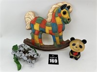 Rocking Horse, Bear Candle & Flower