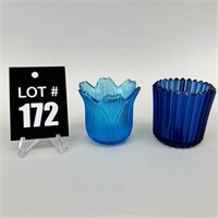 Blue Votive Candle Holders (2)