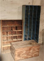 (2) Wood Shelves, Plywood Chest