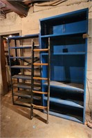 (2) Tall Metal Shelves, Metal Ladder