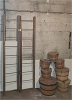 "Ladder" & (7) Wood Baskets
