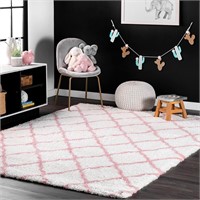 nuLOOM Nelda Trellis Kids Shag Area Rug  4x6