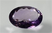 Certified 17.70 Cts Natural Oval Cut Amethyst