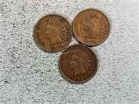 Three 1904 Indian head cents