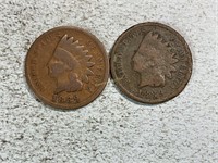 Two 1889 Indian head cents