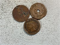 Two 1890, one 1899 Indian head cents
