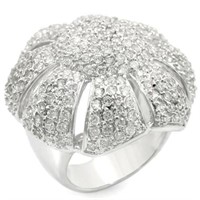 Bold .48ct White Sapphire Flower Dome Ring
