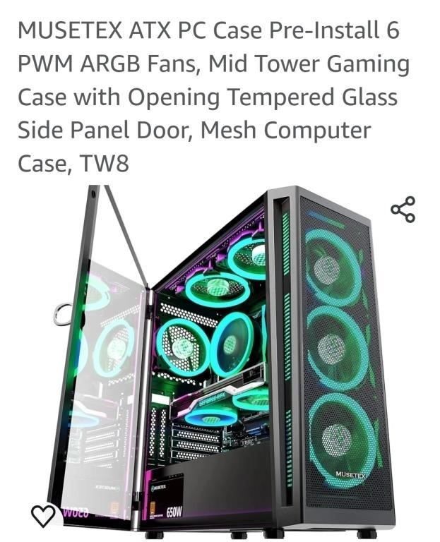 New TW8 Computer Gaming Case with glass door.