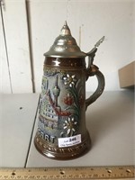 Vintage German Beer Stein with Topper