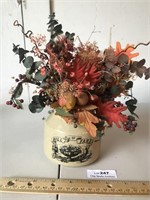 Bill of Fare Decorative Floral Arrangement Crock