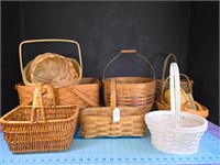 Large asst of wicker baskets