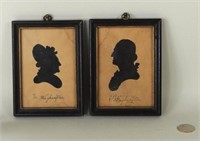 Pair Framed Silhouettes George & Martha Washington