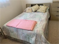 Full Size Bed with Headboard and Bedding
