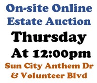 WELCOME TO OUR THUR. @12pm ONLINE PUBLIC AUCTION