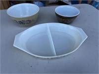 3 MISC PYREX DISHES