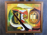 Modern Art Musical Instruments Oil on Canvas