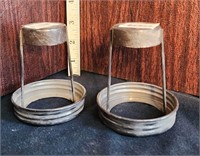 Pair Canning Jar Lid Votive Candle Holders