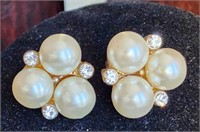 Vintage Pair Pearl Earrings Costume