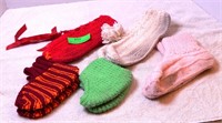 Crochet booties: 3 pair women's, 2 pair child's