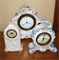 Three Ceramic Case Table Clocks
