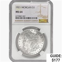 1921 Morgan Silver Dollar NGC MS64