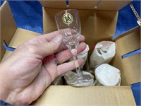 (6) Vtg Hoya Crystal cordial glasses in box