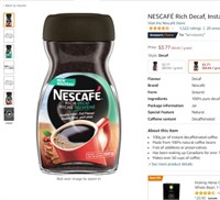 NESCAFÉ Rich Decaf, Instant Coffee, 100g Jar