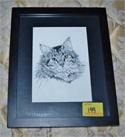 Framed Cat Drawing
