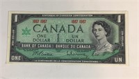 CENTENNIAL CANADIAN ONE DOLLAR BILL UNCIRCULATED