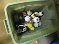 Tote of assorted garage fluid - most partial