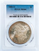 Coin 1881-S Morgan Silver Dollar - PCGS MS64