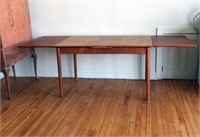 Danish Dining Table with Two Sliding Leaves