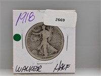 1918 90% Silver Walker Half $1 Dollar